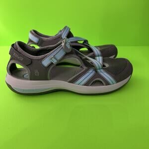 Teva Ewaso Sandals Women 9 Gray Blue Water Hiking Trails Closed Toe 1000271 GUC